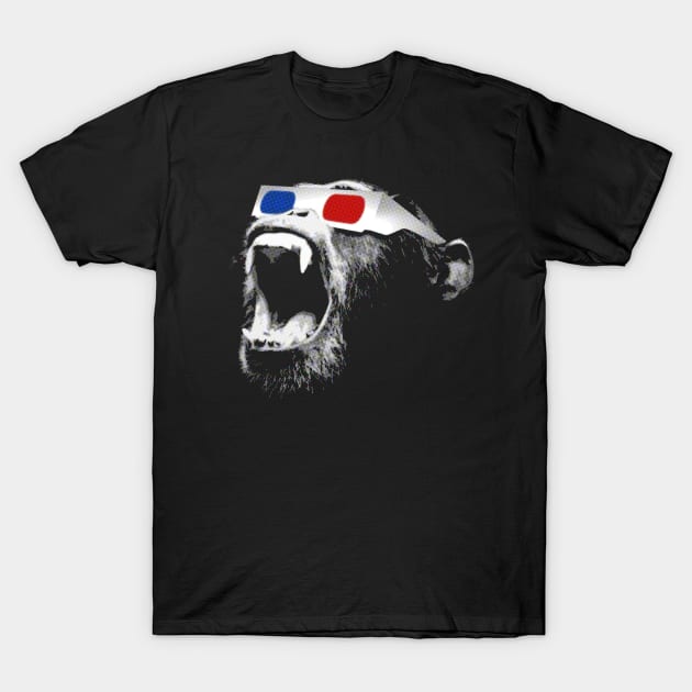 3D Chimp T-Shirt by robotface